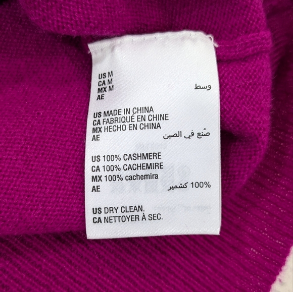 Charter Club 100% Cashmere Fuchsia Cardigan Sweater Button Front Puff Sleeve M - Picture 8 of 9